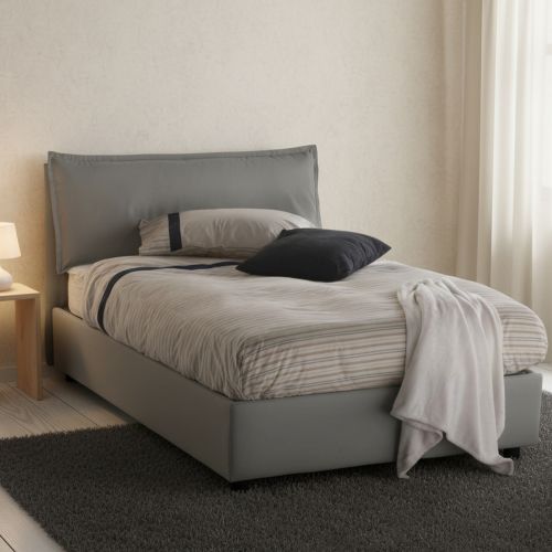 Letto piazza e mezza Attinia, con materasso Cm 120x190 incluso, Grigio