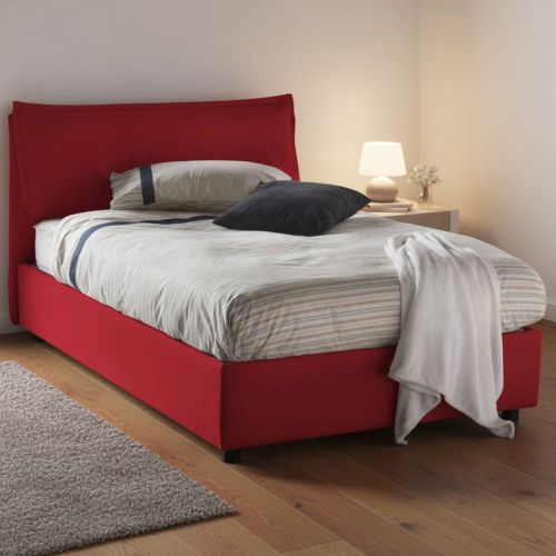 Letto piazza e mezza Attinia, con materasso Cm 120x190 incluso, Rosso