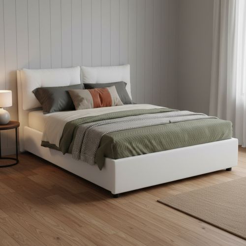 Letto piazza e mezza Bacio, con materasso Cm 120x190 incluso, Bianco