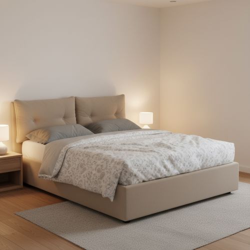 Letto piazza e mezza Bacio, con materasso Cm 120x190 incluso, Tortora