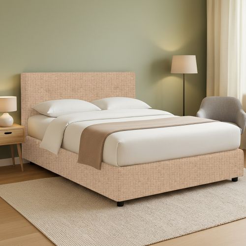 Letto Piazza e Mezza Beige Sfoderabile Contenitore, Dimensione Materasso 120x190 cm - Dogliola