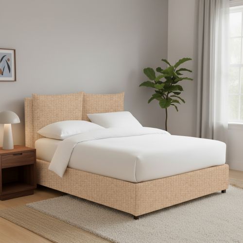 Letto Piazza e Mezza Beige Sfoderabile Contenitore, Dimensione Materasso 120x190 cm - Erchie