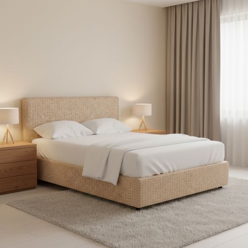 Letto Piazza e Mezza Beige Sfoderabile Contenitore, Dimensione Materasso 120x190 cm - Medolago