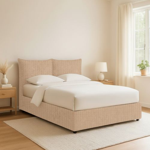 Letto Piazza e Mezza Beige Sfoderabile Contenitore, Dimensione Materasso 120x190 cm - Rabbi