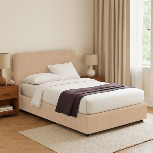 Letto Piazza e Mezza Beige Sfoderabile Contenitore, Dimensione Materasso 120x190 cm - Rodero