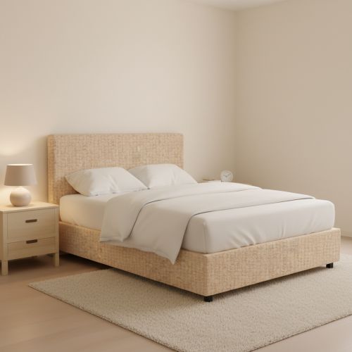 Letto Piazza e Mezza Beige Sfoderabile Contenitore, Dimensione Materasso 120x200 cm - Codevigo