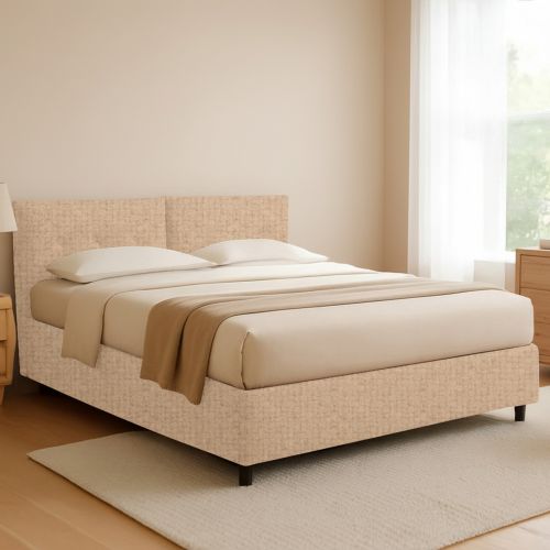 Letto Piazza e Mezza Beige Sfoderabile Contenitore, Dimensione Materasso 120x200 cm - Concesio