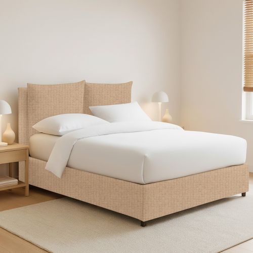 Letto Piazza e Mezza Beige Sfoderabile Contenitore, Dimensione Materasso 120x200 cm - Diamante