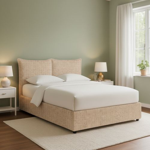 Letto Piazza e Mezza Beige Sfoderabile Contenitore, Dimensione Materasso 120x200 cm - Marmora