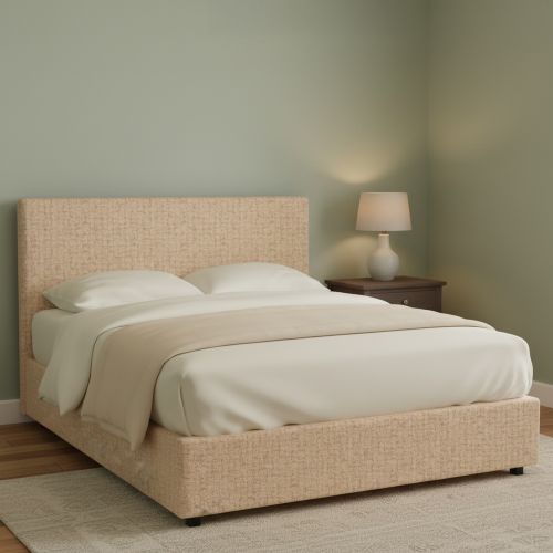 Letto Piazza e Mezza Beige Sfoderabile Contenitore, Dimensione Materasso 120x200 cm - Noceto