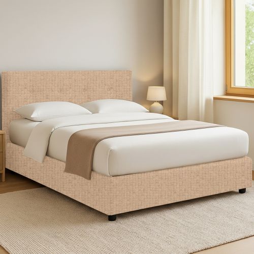 Letto Piazza e Mezza Beige Sfoderabile Contenitore, Dimensione Materasso 120x200 cm - Pollutri