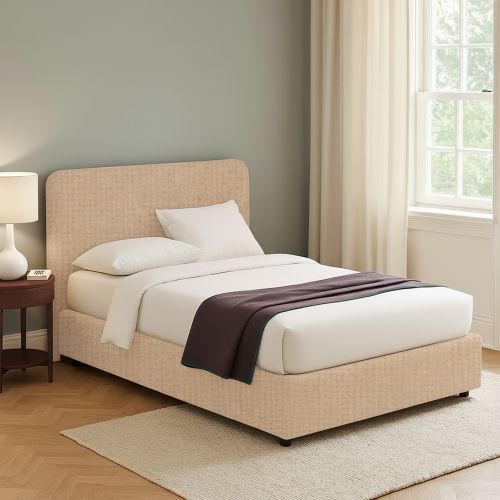 Letto Piazza e Mezza Beige Sfoderabile Contenitore, Dimensione Materasso 120x200 cm - Rezzago
