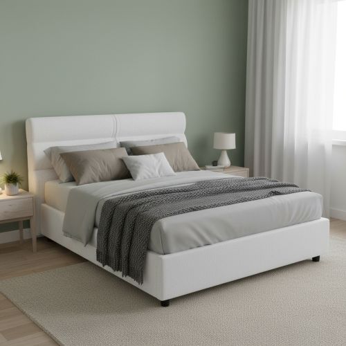 Letto Piazza e Mezza Bianco Materasso Incluso Sfoderabile, Contenitore Made in Italy - Brinzio