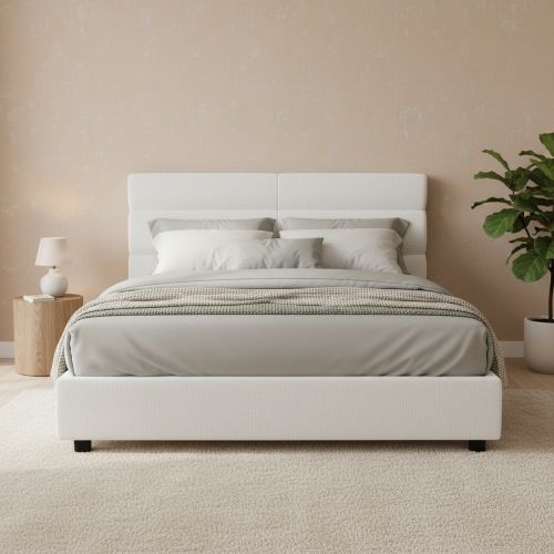 Letto Piazza e Mezza Bianco Materasso Incluso Sfoderabile, Contenitore Made in Italy - Briosco