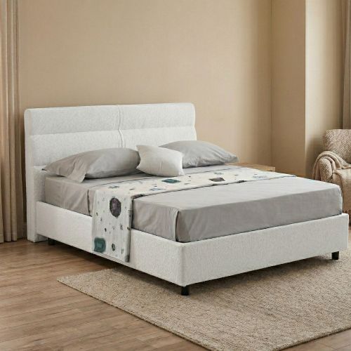 Letto Piazza e Mezza Bianco Sfoderabile Contenitore, Dimensione Materasso 120x190 cm Made in Italy - Brivio