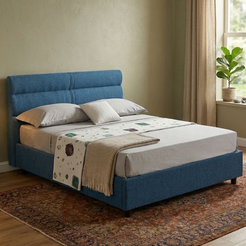 Letto Piazza e Mezza blu Materasso Incluso Sfoderabile, Contenitore Made in Italy - Brinzio