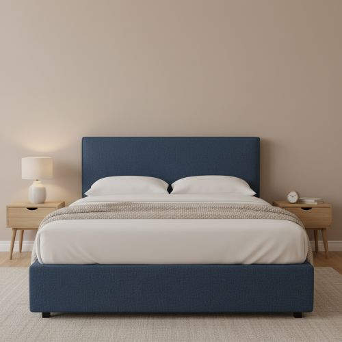 Letto Piazza e Mezza blu Sfoderabile Contenitore, Dimensione Materasso 120x190 cm - Ciconio