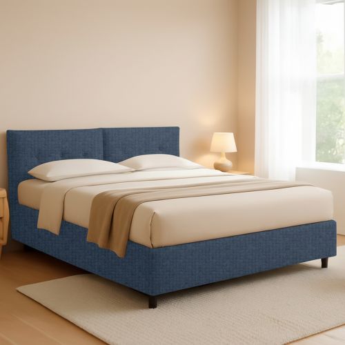 Letto Piazza e Mezza blu Sfoderabile Contenitore, Dimensione Materasso 120x190 cm - Forli