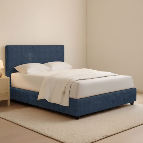 Letto Piazza e Mezza blu Sfoderabile Contenitore, Dimensione Materasso 120x190 cm - Medolago