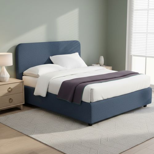 Letto Piazza e Mezza blu Sfoderabile Contenitore, Dimensione Materasso 120x190 cm - Rodero