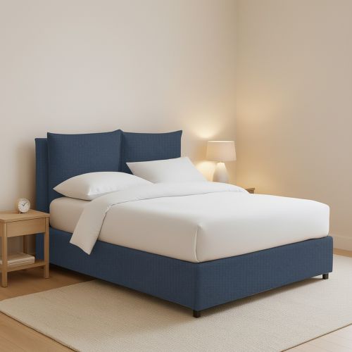 Letto Piazza e Mezza blu Sfoderabile Contenitore, Dimensione Materasso 120x200 cm - Diamante