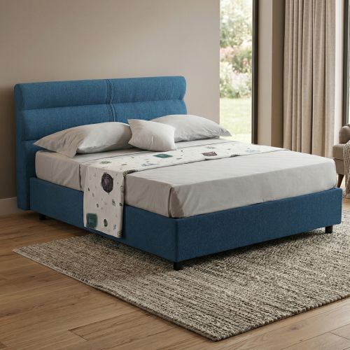 Letto Piazza e Mezza blu Sfoderabile Contenitore, Dimensione Materasso 120x200 cm Made in Italy - Briona