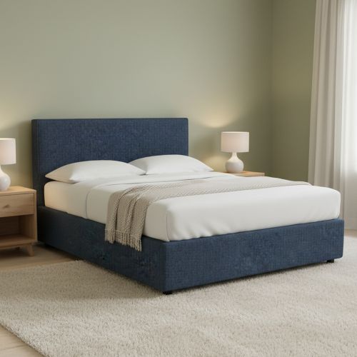 Letto Piazza e Mezza blu Sfoderabile Contenitore, Dimensione Materasso 120x200 cm - Noceto