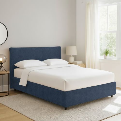 Letto Piazza e Mezza blu Sfoderabile Contenitore, Dimensione Materasso 120x200 cm - Silandro