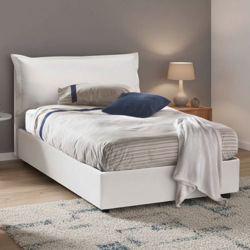 Letto piazza e mezza Cistus, con materasso Cm 120x190 incluso, Bianco