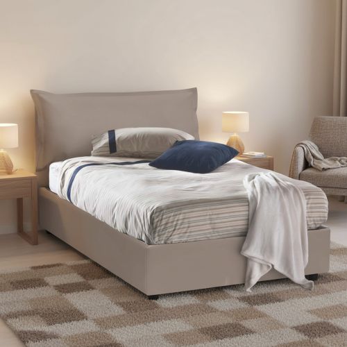 Letto piazza e mezza Cistus, con materasso Cm 120x190 incluso, Tortora