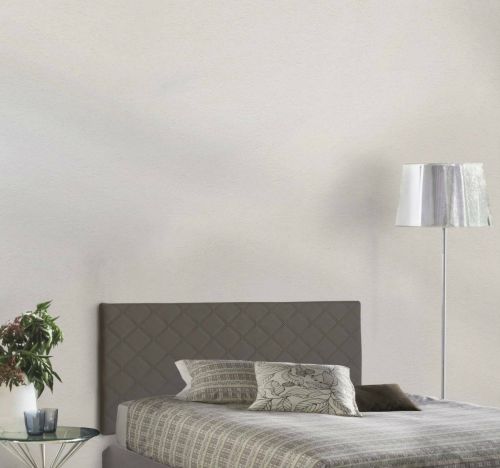 Letto piazza e mezza Cleo, Testata in ecopelle a muro, 100% Made in Italy, adatta a letto da una piazza e mezza, Cm 130x60, Tortora
