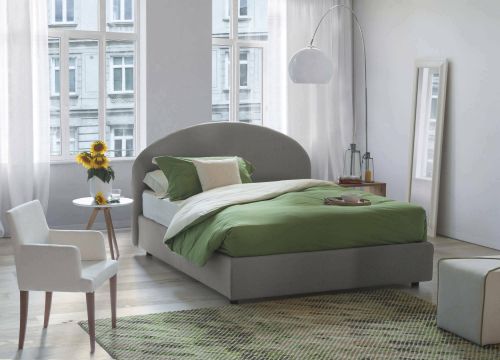 Letto piazza e mezza Connie, Letto contenitore con rivestimento in tessuto, 100% Made in Italy, Apertura frontale, con materasso Cm 120x190 incluso, Grigio