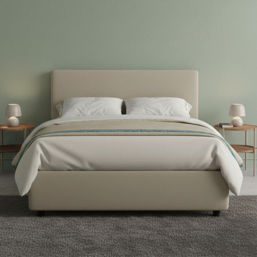 Letto piazza e mezza Dacem, con materasso Cm 120x190 incluso, Tortora