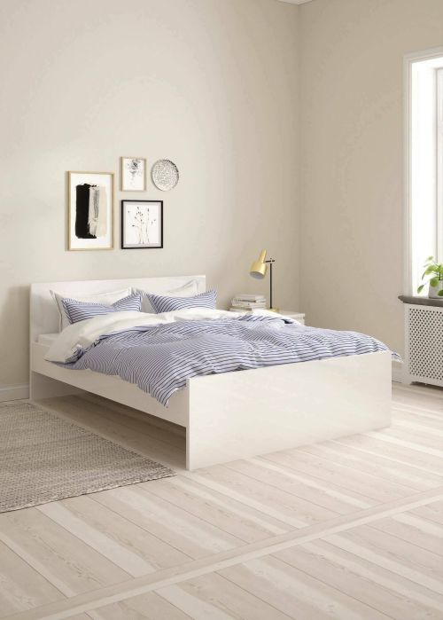 Letto piazza e mezza Geraldine, Sommier per camera da letto, Giroletto per stanza, Struttura porta materasso, 146x197 h80 cm, Bianco