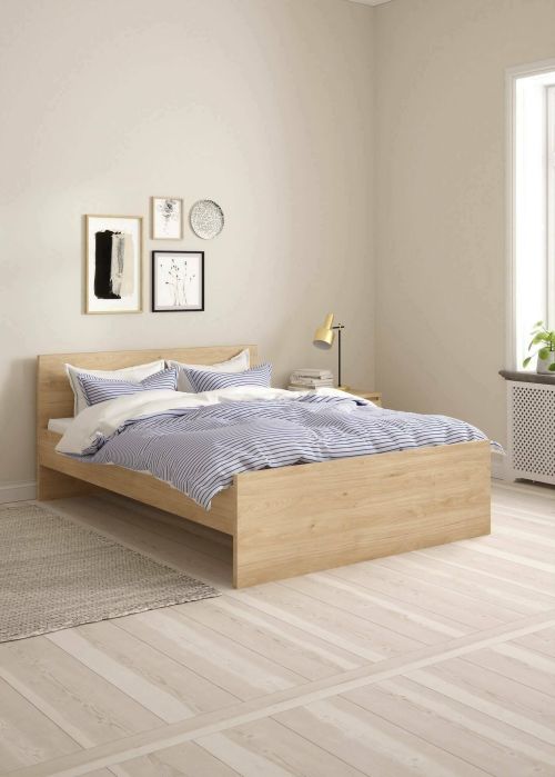 Letto piazza e mezza Geraldine, Sommier per camera da letto, Giroletto per stanza, Struttura porta materasso, 197x146 h80 cm, Rovere