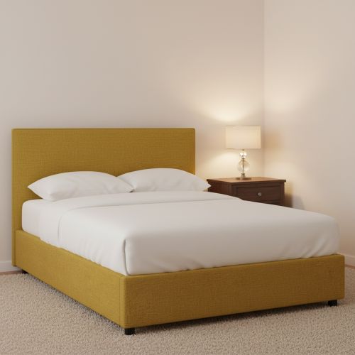 Letto Piazza e Mezza Giallo Ocra Sfoderabile Contenitore, Dimensione Materasso 120x190 cm - Ciconio