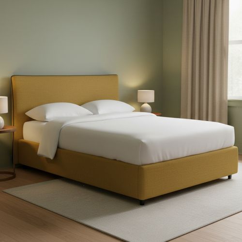 Letto Piazza e Mezza Giallo Ocra Sfoderabile Contenitore, Dimensione Materasso 120x190 cm - Cirie