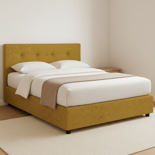 Letto Piazza e Mezza Giallo Ocra Sfoderabile Contenitore, Dimensione Materasso 120x190 cm - Dogliola