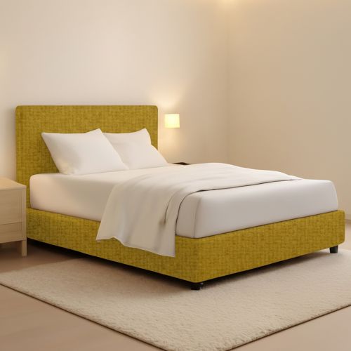 Letto Piazza e Mezza Giallo Ocra Sfoderabile Contenitore, Dimensione Materasso 120x200 cm - Codevigo