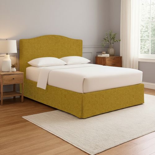 Letto Piazza e Mezza Giallo Ocra Sfoderabile Contenitore, Dimensione Materasso 120x200 cm - Pogno