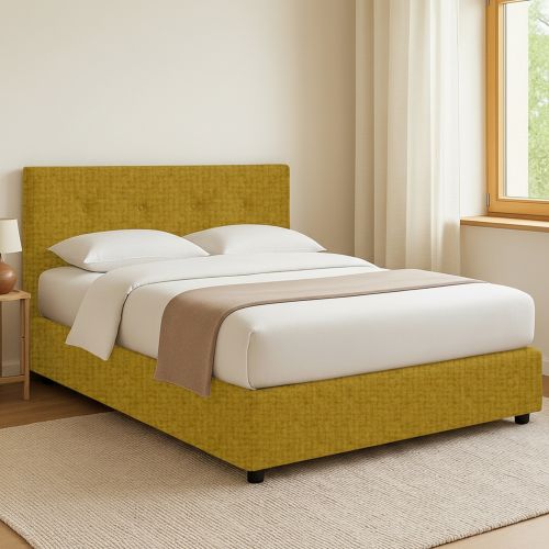 Letto Piazza e Mezza Giallo Ocra Sfoderabile Contenitore, Dimensione Materasso 120x200 cm - Pollutri