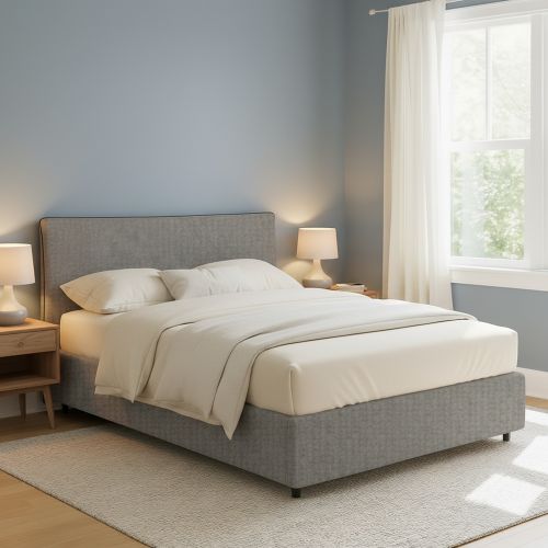 Letto Piazza e Mezza Grigio Cenere Sfoderabile Contenitore, Dimensione Materasso 120x190 cm - Cirie