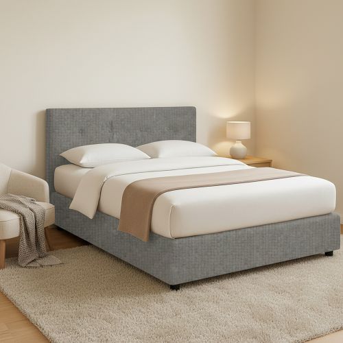 Letto Piazza e Mezza Grigio Cenere Sfoderabile Contenitore, Dimensione Materasso 120x190 cm - Dogliola