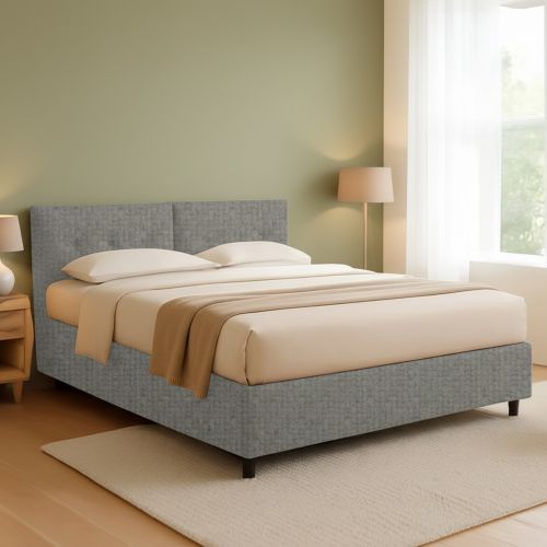 Letto Piazza e Mezza Grigio Cenere Sfoderabile Contenitore, Dimensione Materasso 120x190 cm - Forli