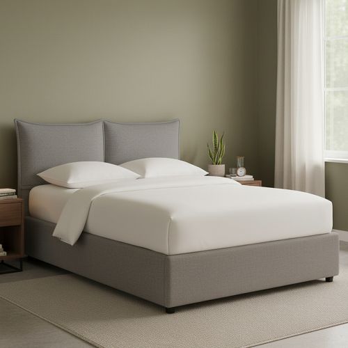 Letto Piazza e Mezza Grigio Cenere Sfoderabile Contenitore, Dimensione Materasso 120x190 cm - Rabbi