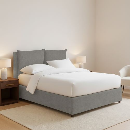 Letto Piazza e Mezza Grigio Cenere Sfoderabile Contenitore, Dimensione Materasso 120x200 cm - Diamante