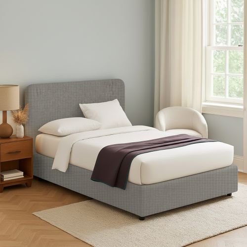 Letto Piazza e Mezza Grigio Cenere Sfoderabile Contenitore, Dimensione Materasso 120x200 cm - Rezzago
