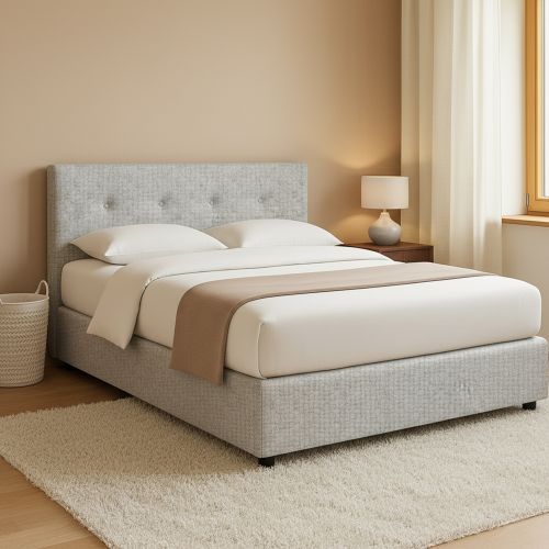 Letto Piazza e Mezza Grigio Chiaro Sfoderabile Contenitore, Dimensione Materasso 120x190 cm - Dogliola