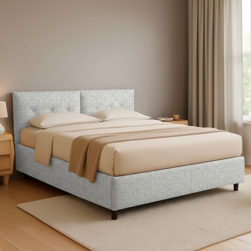 Letto Piazza e Mezza Grigio Chiaro Sfoderabile Contenitore, Dimensione Materasso 120x190 cm - Forli