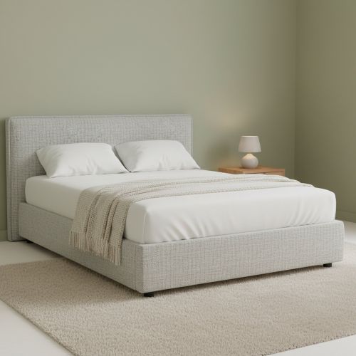 Letto Piazza e Mezza Grigio Chiaro Sfoderabile Contenitore, Dimensione Materasso 120x190 cm - Medolago